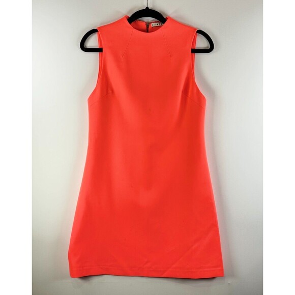 Alice Olivia Womens Dress Neon Coley Shift Crewneck Mini A Line Zip Back Size 2 - Picture 2 of 11